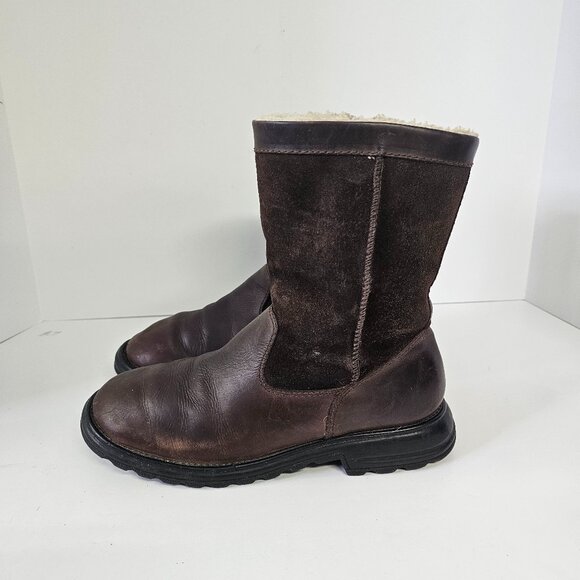 Khombu Boots Brown Leather Rustic Sherpa Winter 8.5 - Picture 1 of 12